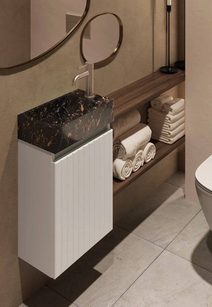 Fontana Athens Portoro Gold toiletmeubel met ribbelfront 40cm wit mat