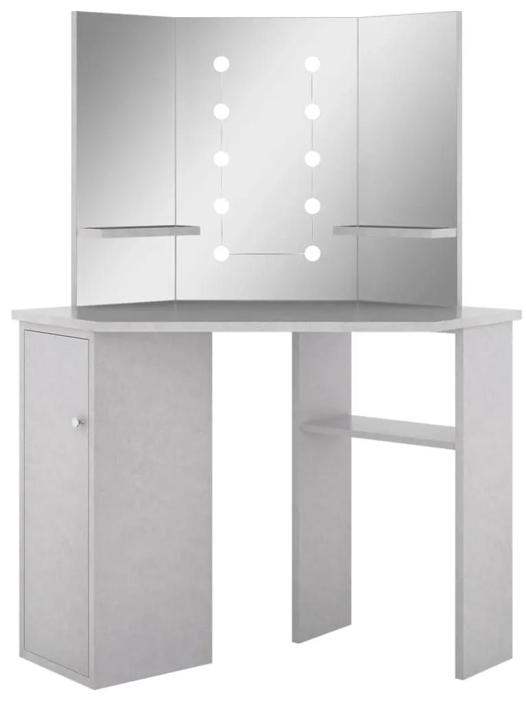 vidaXL Hoekkaptafel met LED 111x54x141,5 cm betongrijs