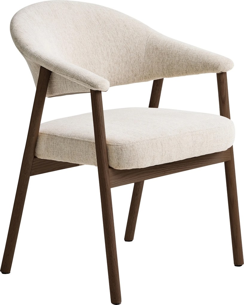 GARDA crème beige (stof Harmony 110) / gerookt eiken gelakt - GESTOFFEERDE STOEL VOOR WOONKAMER/EETKAMER