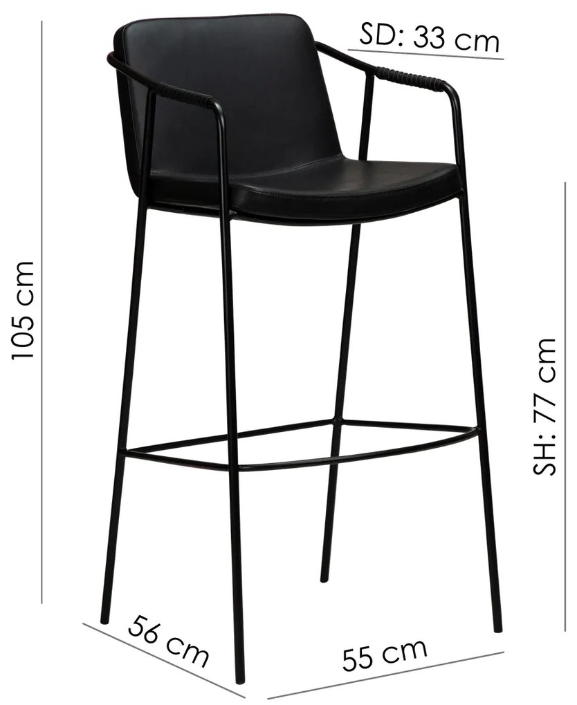 Dan-Form Boto Hoge Barkruk Minimalistisch Design Zwart Kunstleer