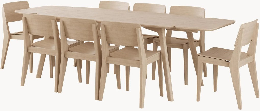 Bamboehouten eetkamerset Elvo, 9-delig