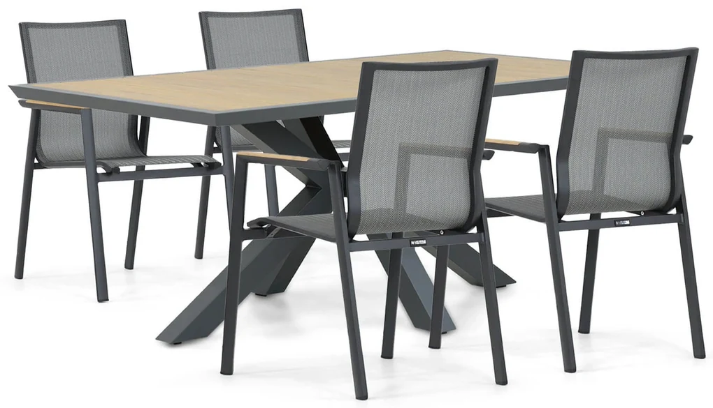 Tuinset 4 personen 181 cm Aluminium/textileen Grijs Lifestyle Garden Furniture Fiora/Palermo