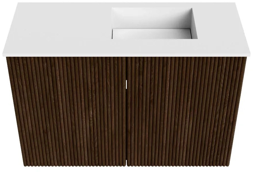 Mondiaz Joya 60cm toiletmeubel walnut met wastafel faye rechts 1 kraangat talc