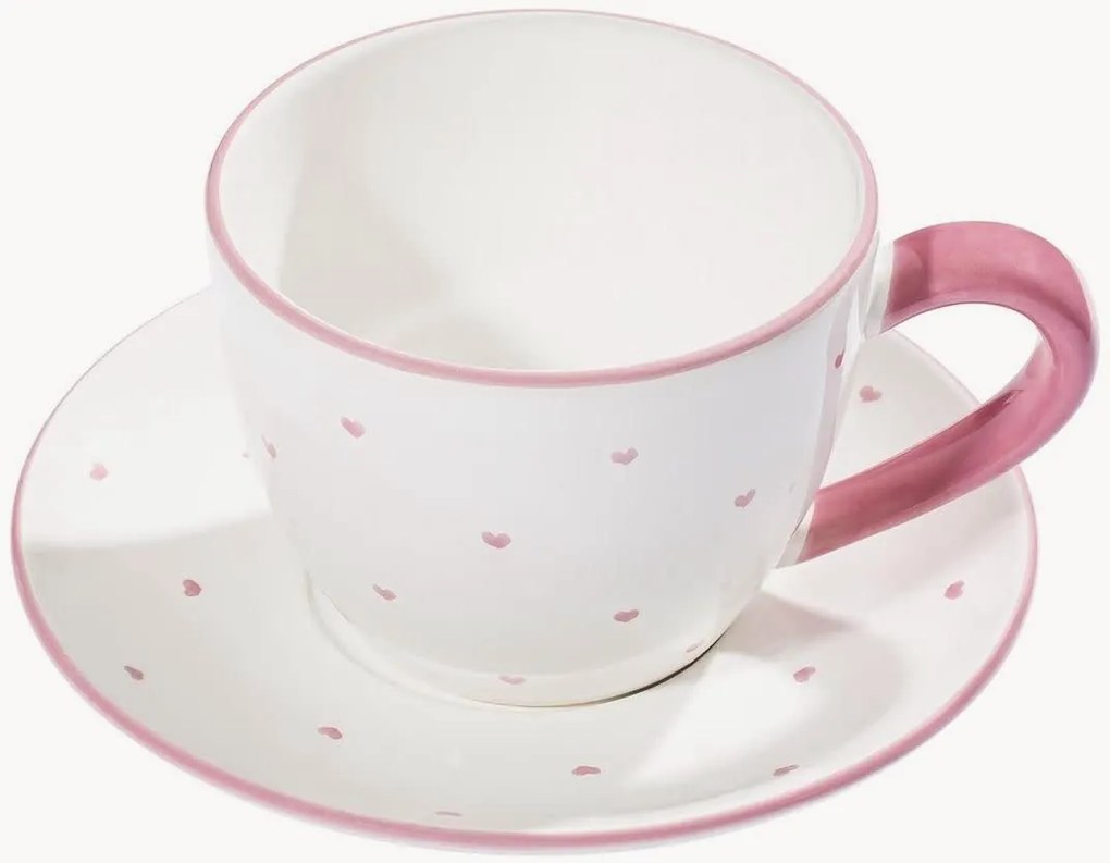 Handgemaakte theekopjes & schoteltjes Herzerl Rosa, 2-delig