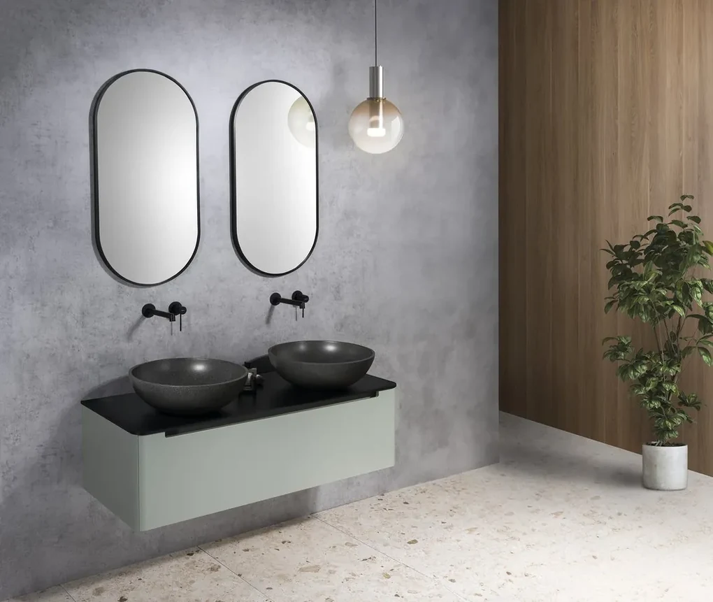 Sapho Turf betonnen waskom 44cm zwart graniet