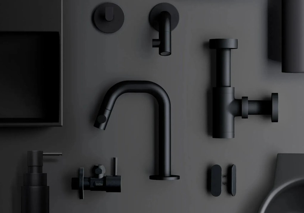 Clou Kaldur fonteinkraan met accessoires zwart mat