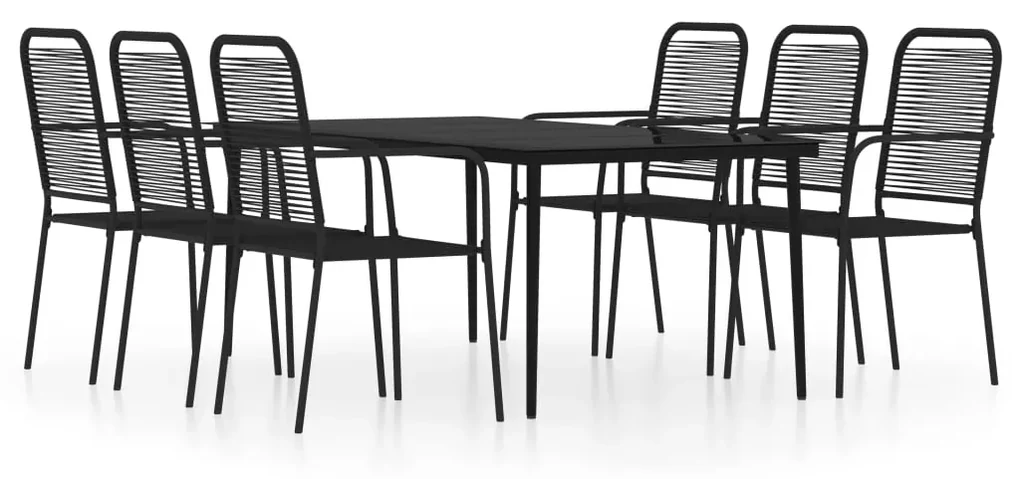 vidaXL 7-delige Tuinset zwart