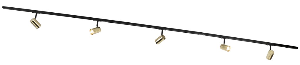 Modern railsysteem met 5 spots goud 1-fase  - Iconic Jeana