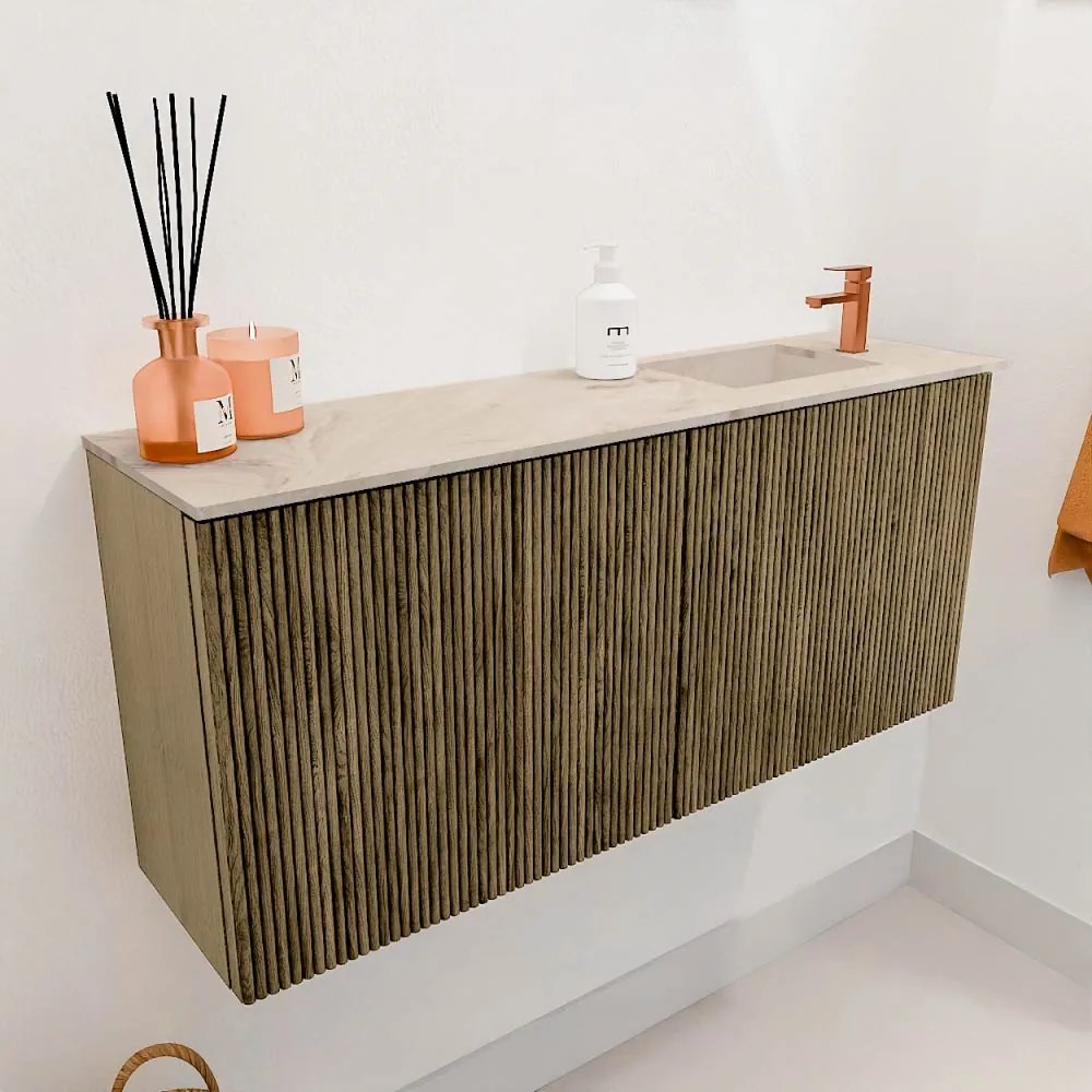 Mondiaz Joya DLux 90cm toiletmeubel dusk met wastafel faye rechts 1 kraangat frappe