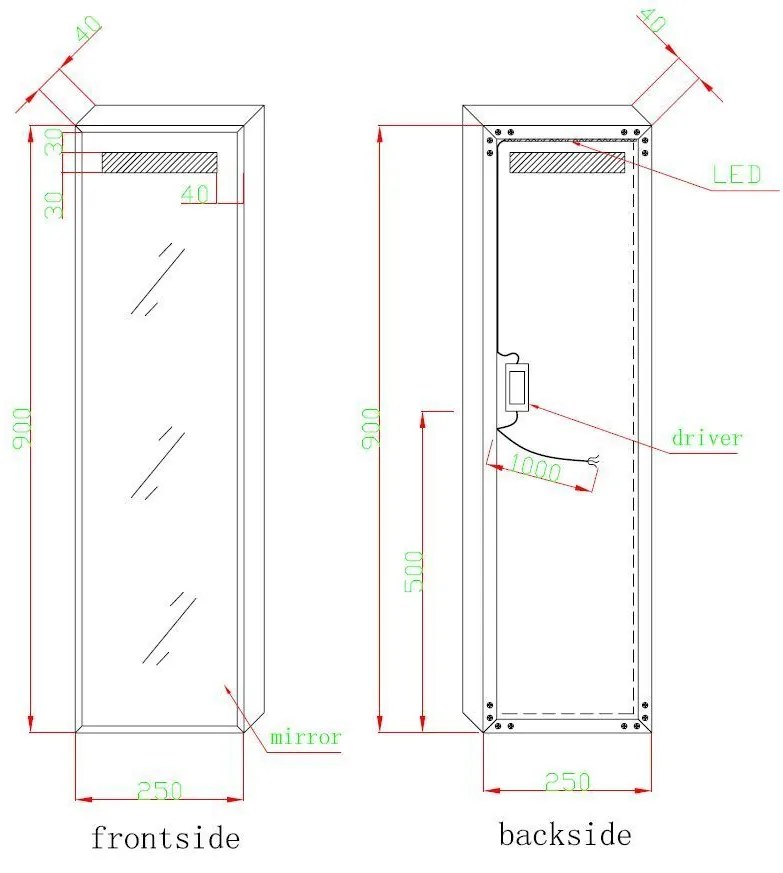 Best Design Miracle LED spiegel 25x90cm tbv. Toiletfontein