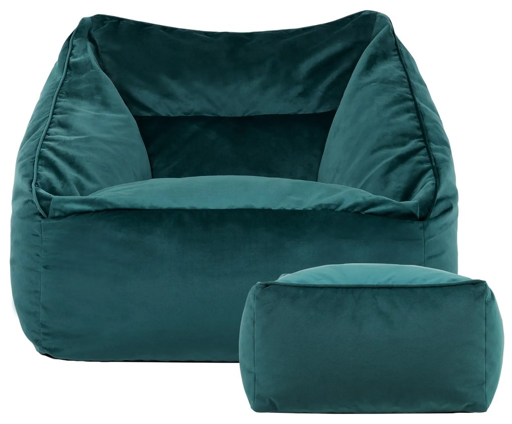 Natalia Velvet Armchair Bean Bag + Footstool