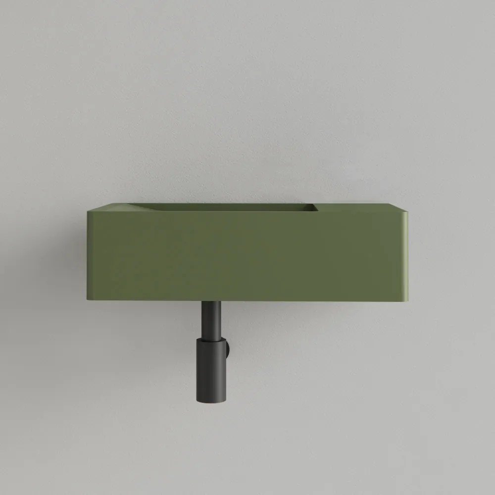 Sanigoods Luko fontein 40x22cm rechts zonder kraangat olijfgroen