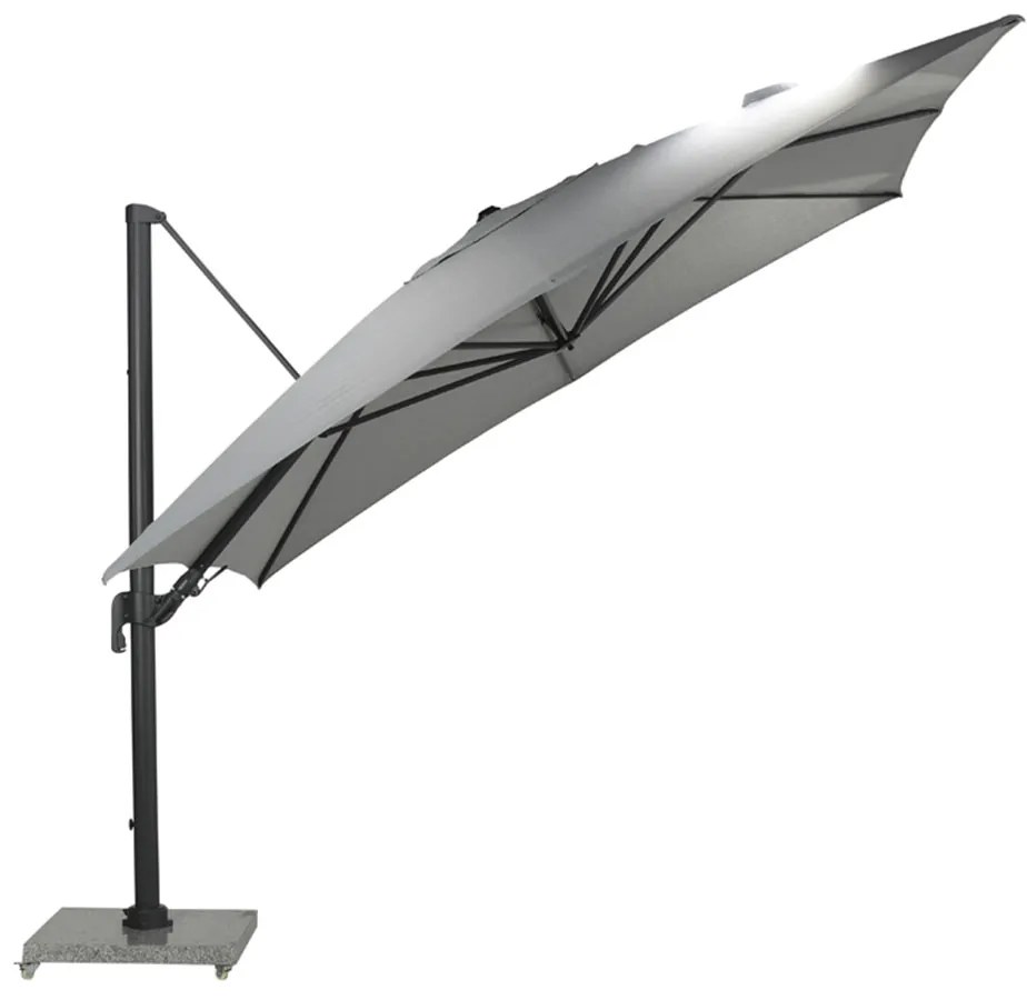 Garden Impressions Hawaii Big Pole zweefparasol 350x350 cm - donker grijs frame - licht grijs doek