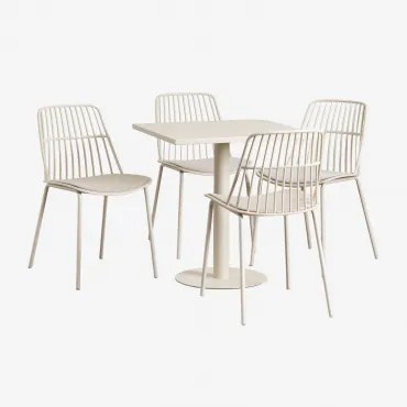 Mizzi 70x70 Cm Vierkante Tafelset En 4 Maeba Tuinstoelen Tapioca Beige - Sklum