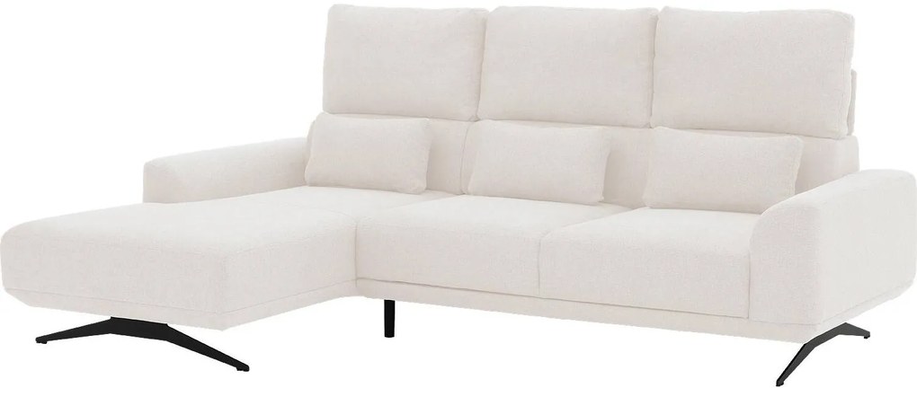 Goossens Excellent Bank Princess Met Elektrisch Uitschuifbaar Zitvlak wit, stof, 3-zits, elegant chic met chaise longue links
