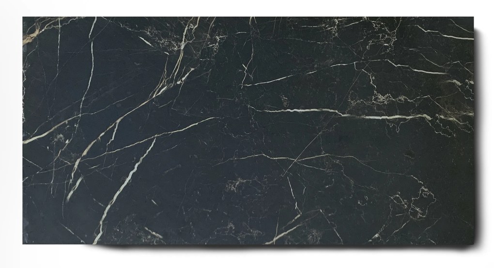 Vloertegel 60x120 Cm Marmerlook Carrara Zwart Mat A83