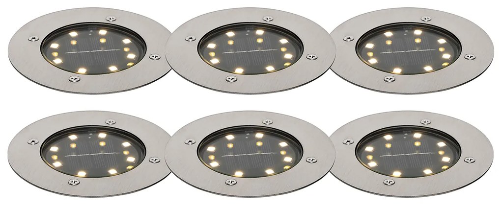 Set van 6 grondspots staal incl. LED IP65 Solar - Terry