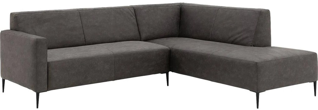 Goossens Key West antraciet, micro leer, 2,5-zits, modern design met ligelement rechts