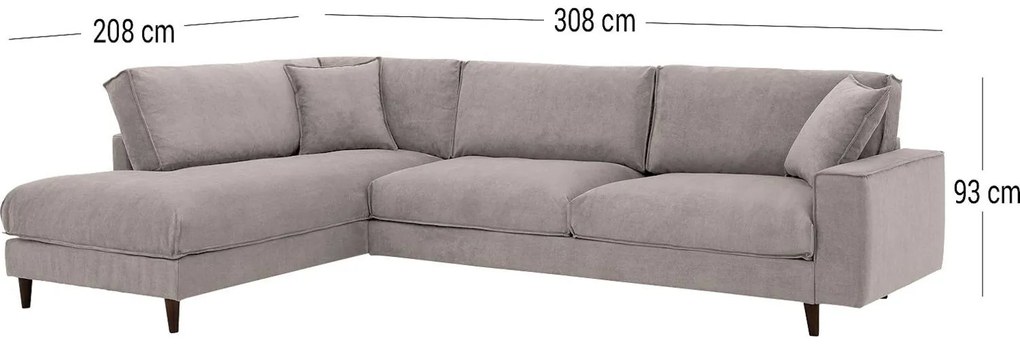 Goossens Bank Jonas beige, stof, 3,5-zits, urban industrieel met ligelement links
