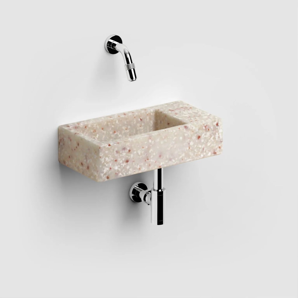Clou Flush 3 fontein gerecycled polyethyleen 36cm zonder kraangat rechts terra
