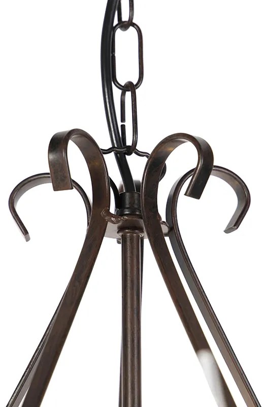 Kroonluchter bruin plissé crème klemkap 5-lichts - Giuseppe