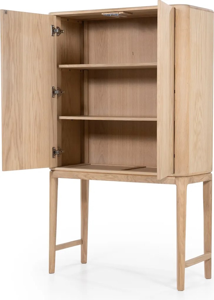 Licht Eiken Kast Op Hoge Poten - 90x40x150cm.