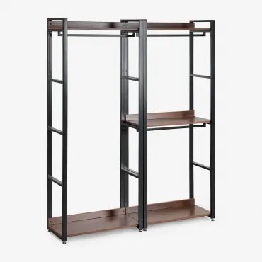 Open Modulaire Kast Van 2 Delen Met Stalen Kledingroede En Mdf Ariaster Zwart - Sklum