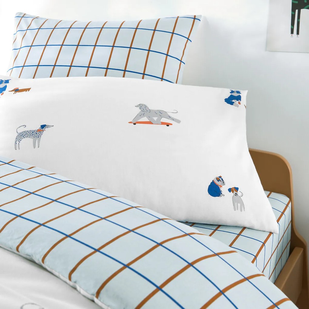 Kussensloop voor kinderen, gewassen katoen, hondenprint, DOG SQUAD