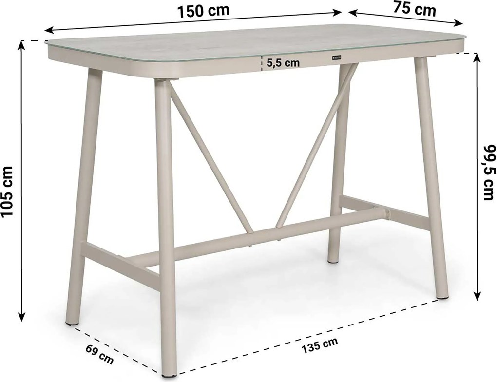 Barset 4 personen 150 cm Kunststof Zand/Beige Domani Furniture Alba/Tavano