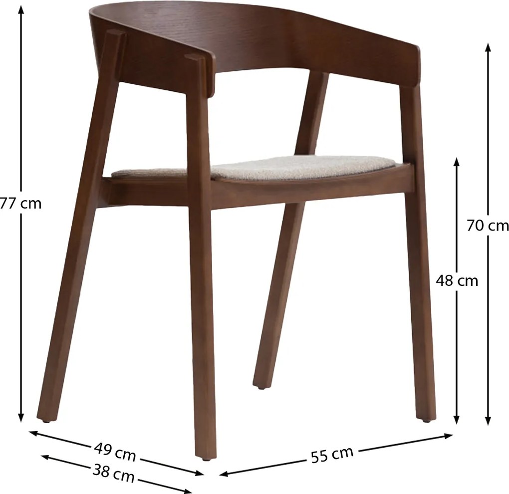 Walnoot Eetkamerstoel Met Beige Stof