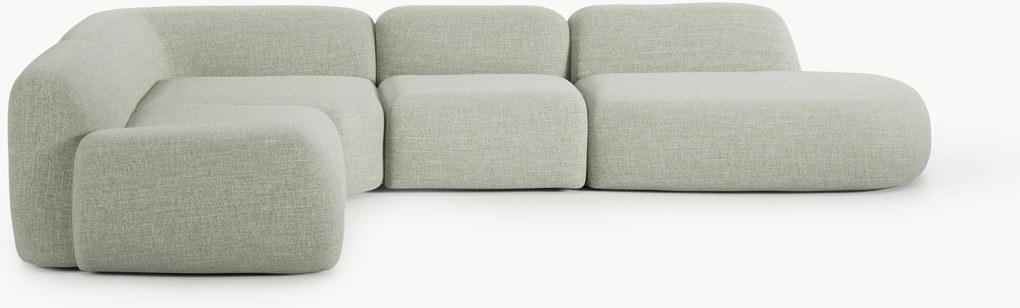 Modulaire bouclé XL hoekbank Wolke met chaise longue