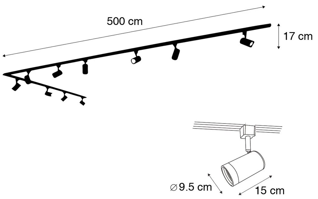 Smart railsysteem zwart 1-fase 10-lichts incl. Wifi GU10 - Jeana Modern GU10 Binnenverlichting Lamp