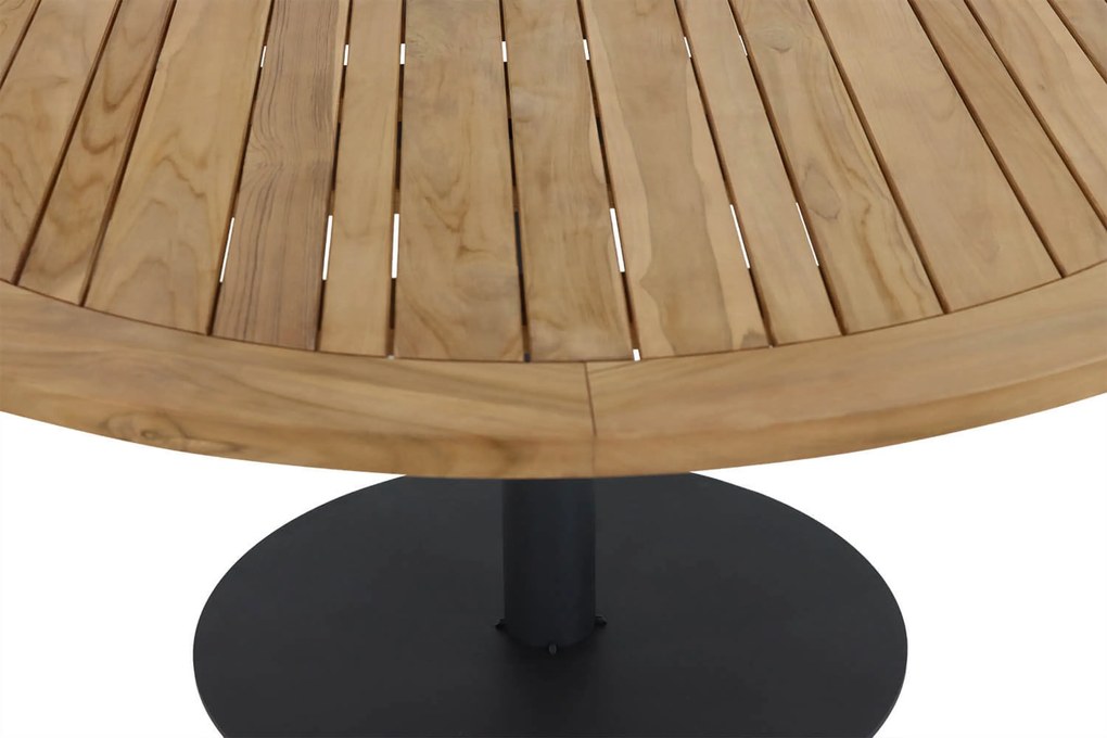 Dining Tuintafel rond 160 cm Aluminium/teak Grijs Saba