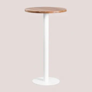Ronde Hoge Barkruk Ø60 Cm Van Acaciahout Xiren Acaciahout - Wit - Sklum