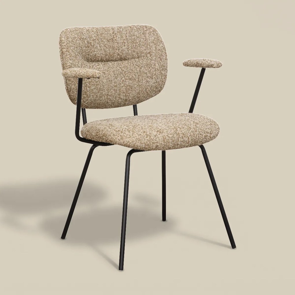 Moderne Eetkamerstoel Met Armleuningen Beige
