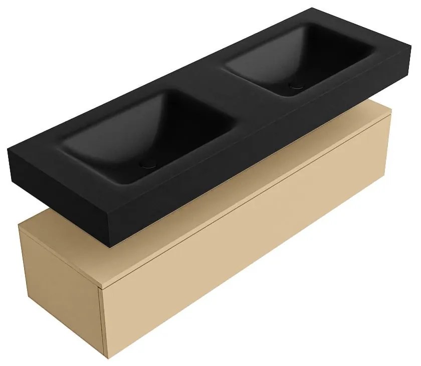Zaro Alan badmeubel 140cm sand 1 lade met vrijhangende wastafel cloud dubbel zonder kraangat urban