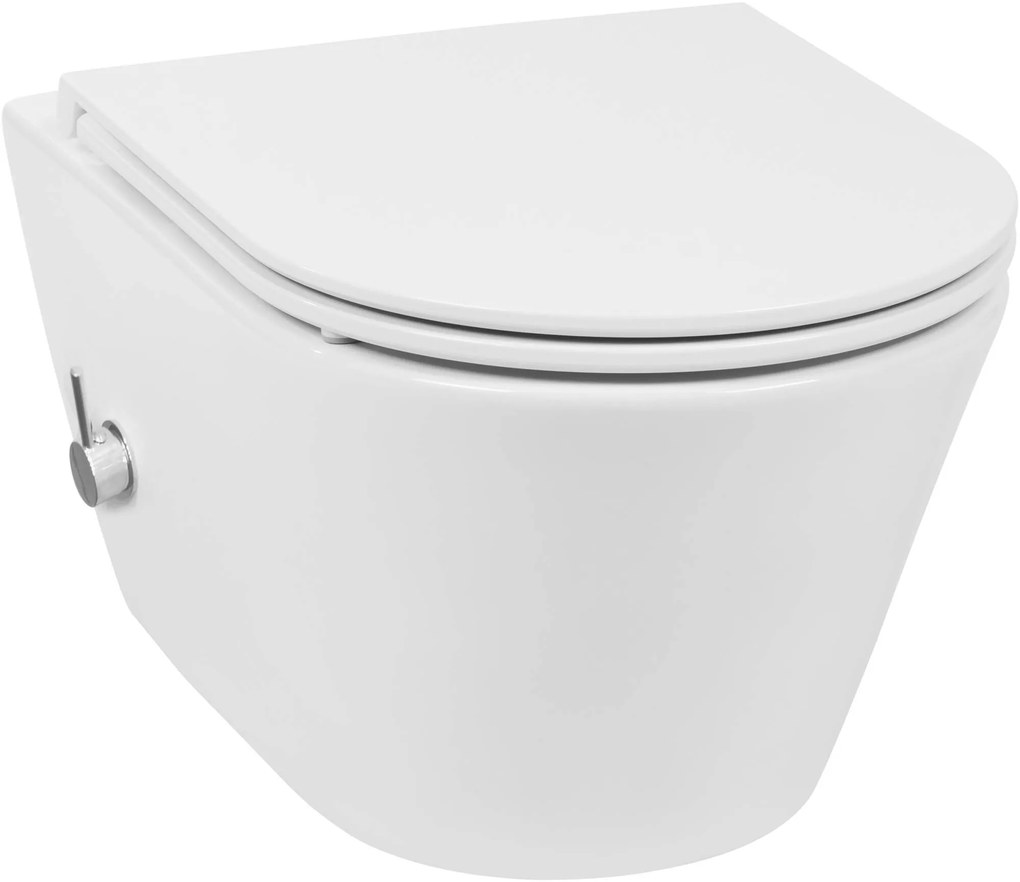 Saqu Wash 3.0 randloos hangtoilet met warm/koud water bidetkraan excl. toiletbril wit