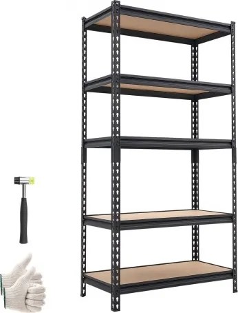 VEVOR zwaar uitgevoerde opbergkast 822x415x1594mm, draagvermogen 907,2kg, stalen frame, 5 verstelbare MDF-planken, modulaire opbergkast te gebruiken als werkbank, flexibele metalen opbergkast voor kelder, garage, werkplaats