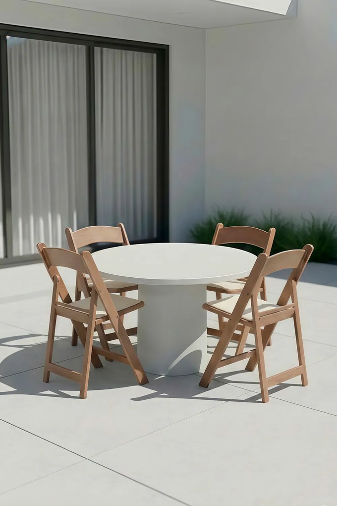 Pak 4 opvouwbare Gala stoelen met kussen met houteffect