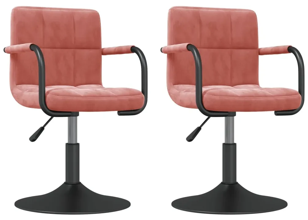 vidaXL Eetkamerstoelen draaibaar 2 st fluweel roze