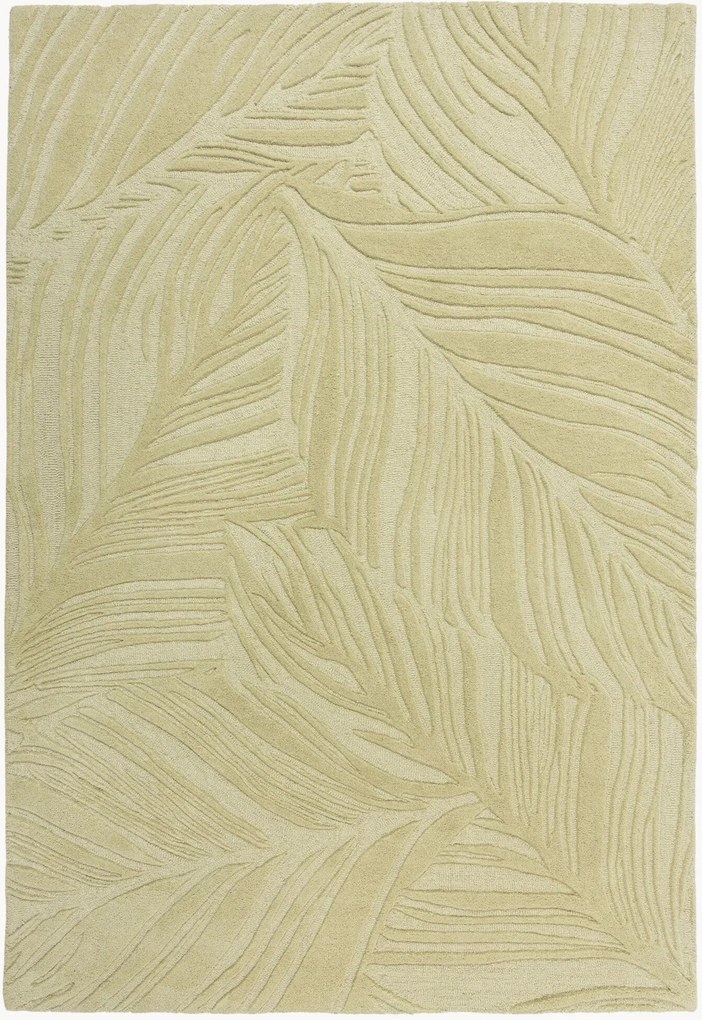 Handgetuft hoog-laag wollen vloerkleed Lino Leaf