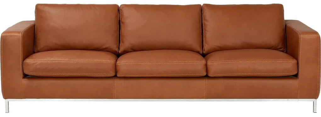 Goossens Excellent Bank Massimo cognac, leer, 3,5-zits, urban industrieel