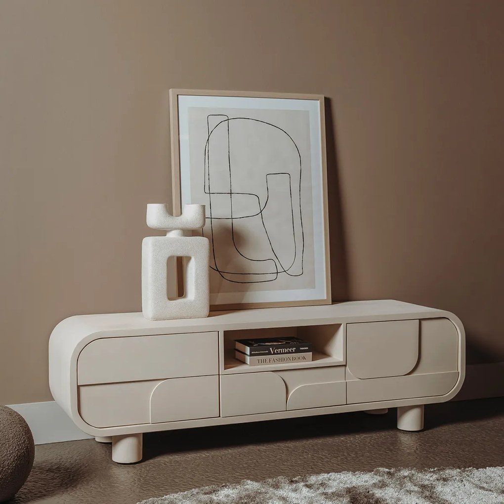 Tower Living Beige Tv-meubel Organisch 150 Cm Alviano - 150x40x45cm.