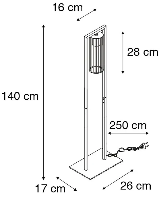 Moderne vloerlamp zwart - Balenco Wazo Modern E27 Binnenverlichting Lamp