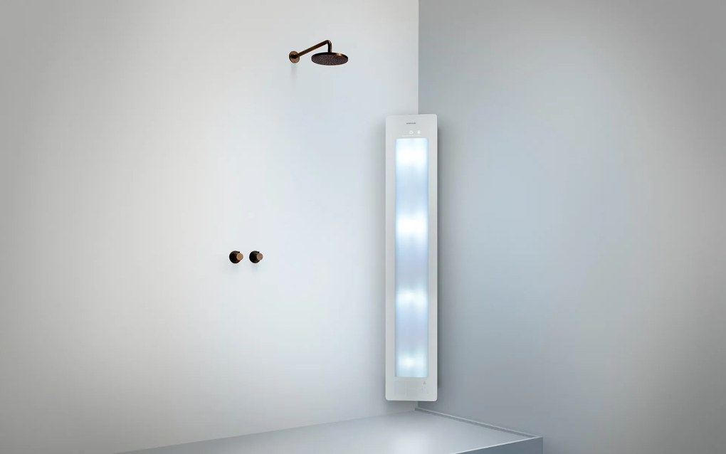 Sunshower Round Plus Large White infraroodlamp en UV 33x185x10cm hoekopbouw