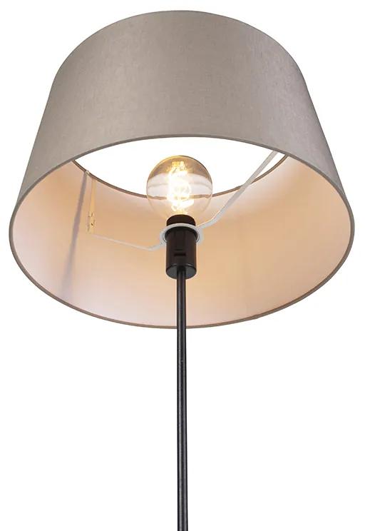 Vloerlamp zwart met taupe linnen kap 45 cm verstelbaar - Parte Landelijk / Rustiek E27 cilinder / rond rond Binnenverlichting Lamp