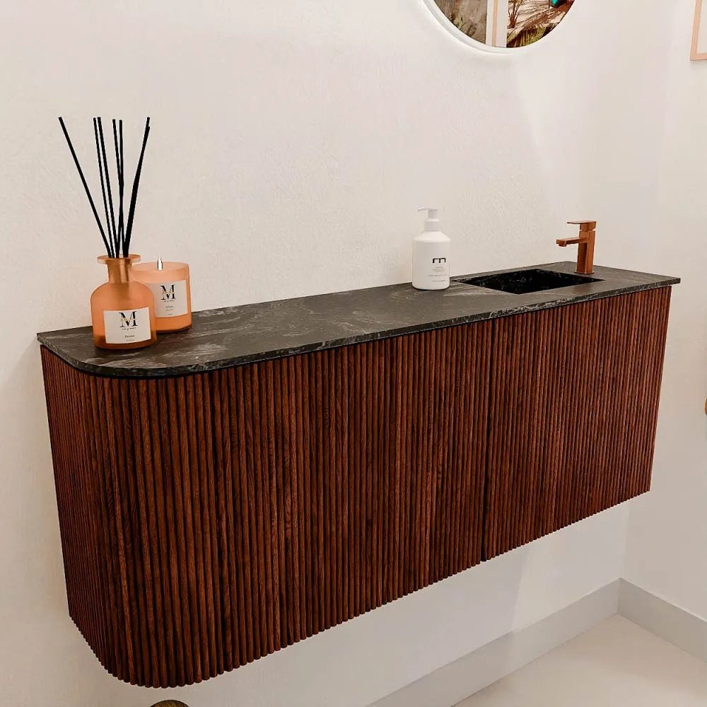 Mondiaz Joya DLux 100cm toiletmeubel ronding links ruby met wastafel faye rechts 1 kraangat lava