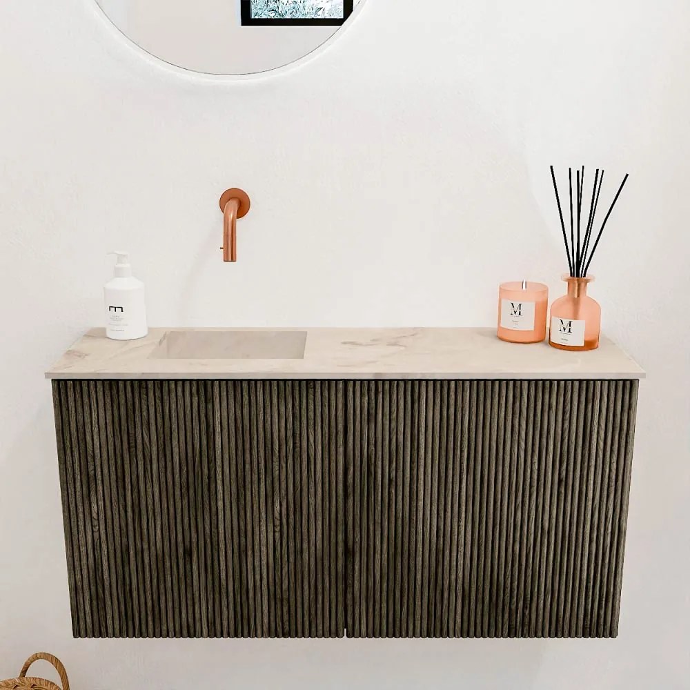 Mondiaz Joya DLux 80cm toiletmeubel shadow met wastafel faye links zonder kraangat frappe