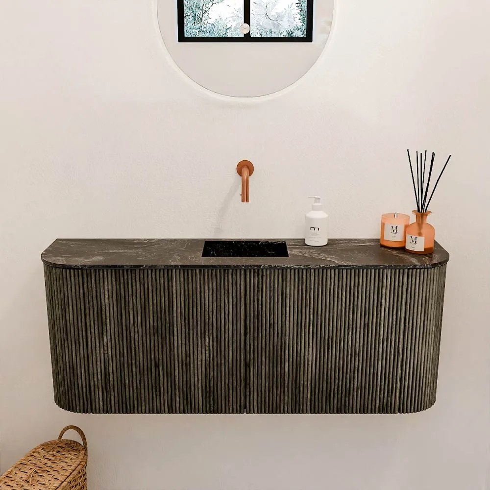 Mondiaz Joya DLux 105cm toiletmeubel ronding links/rechts shadow met wastafel faye midden zonder kraangat lava
