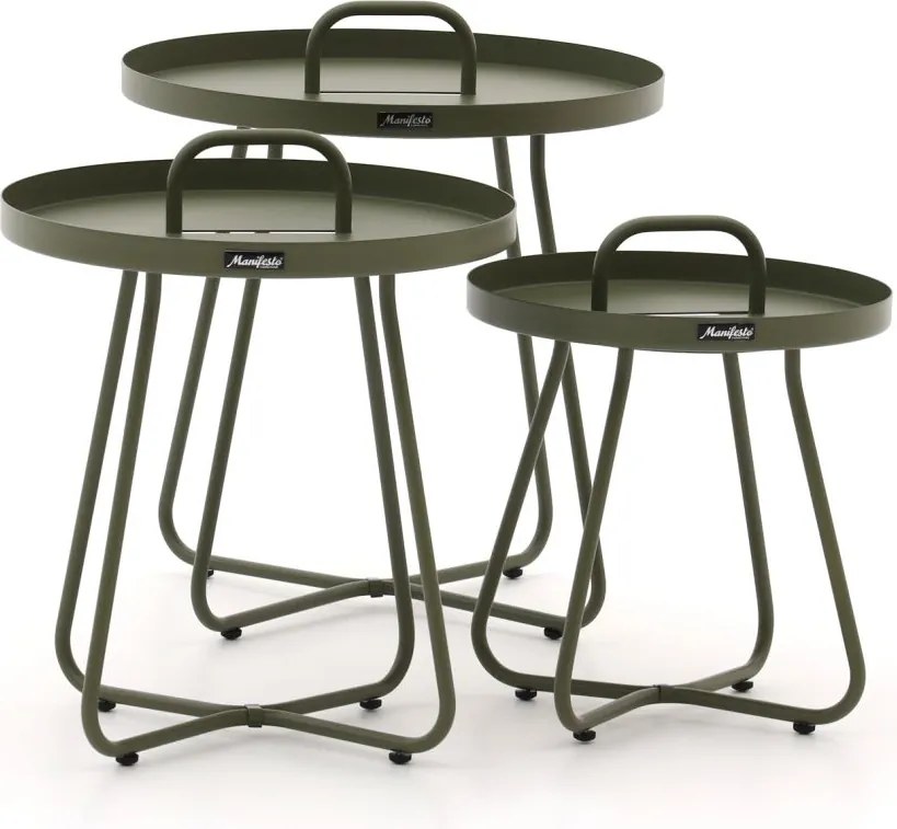Bijzettafel tuin Manifesto  | Rond  | Tuintafel Aluminium | Ø50x50cm | 3-delig | Kees Smit Tuinmeubelen